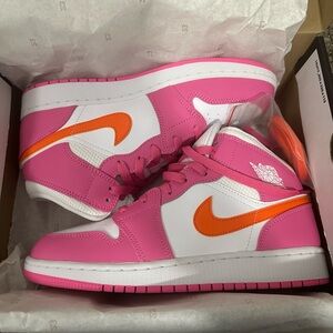 Jordan Kids Sneakers in Pink, Orange, and White